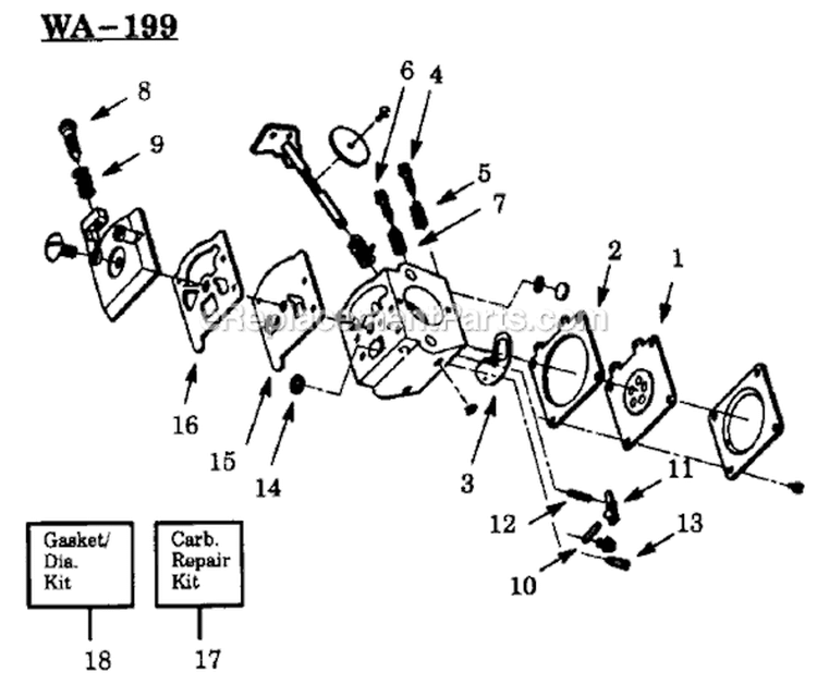 Page A Diagram and Parts List for TBC57  Weed Eater Trimmer